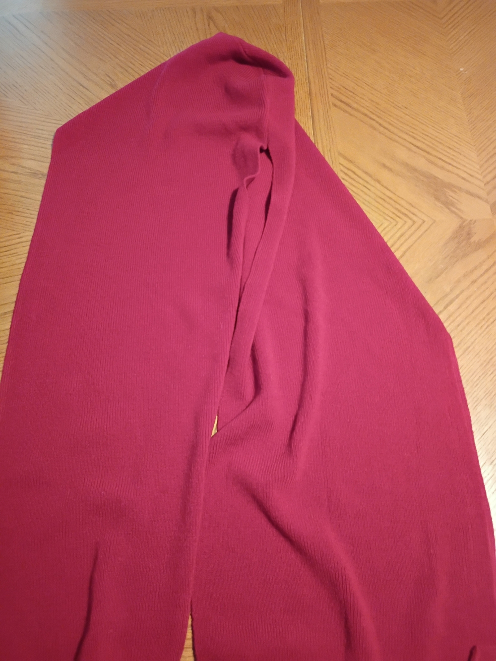 Ari, Soft Ribbed Sweater Scarf in Deep Raspberry